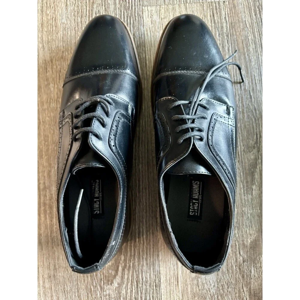 Stacy Adams Dickinson Cap Toe Black Oxford Dress Shoes Boys Size 6M NEW